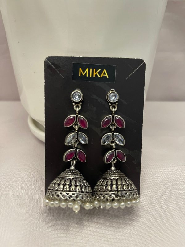 OXIDISED SILVER LONG JUMKA EARING