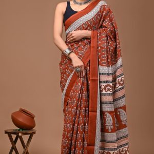 2138 COTTON AJRAK PRINTED SAREE
