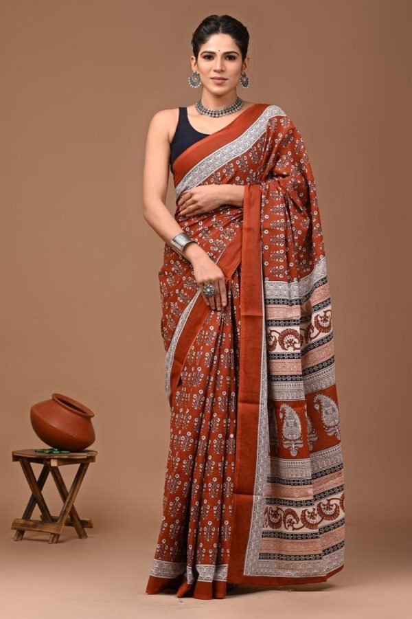 2138 COTTON AJRAK PRINTED SAREE