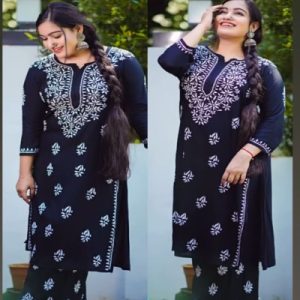 2040 RAYON CHIKANKARI SET