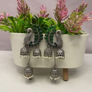 OXIDISED PEACOCK EARING